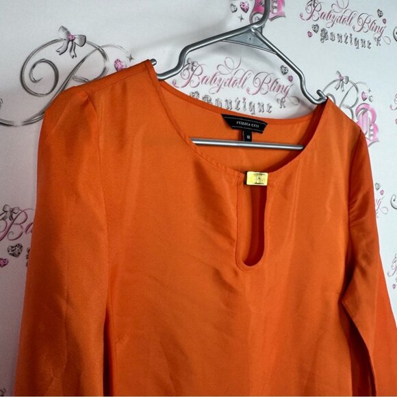 Yessica city top shirt Elegant Orange Blouse with Keyhole Detail - Picture 6 of 9